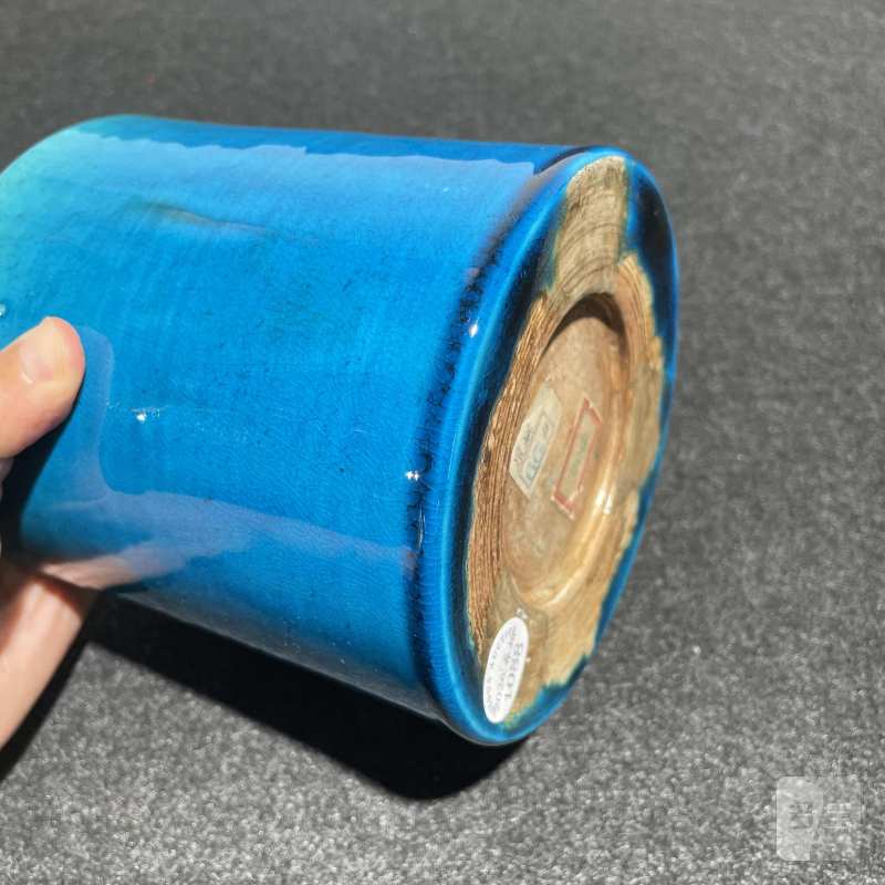 清康熙 孔雀蓝釉笔筒 - 图10